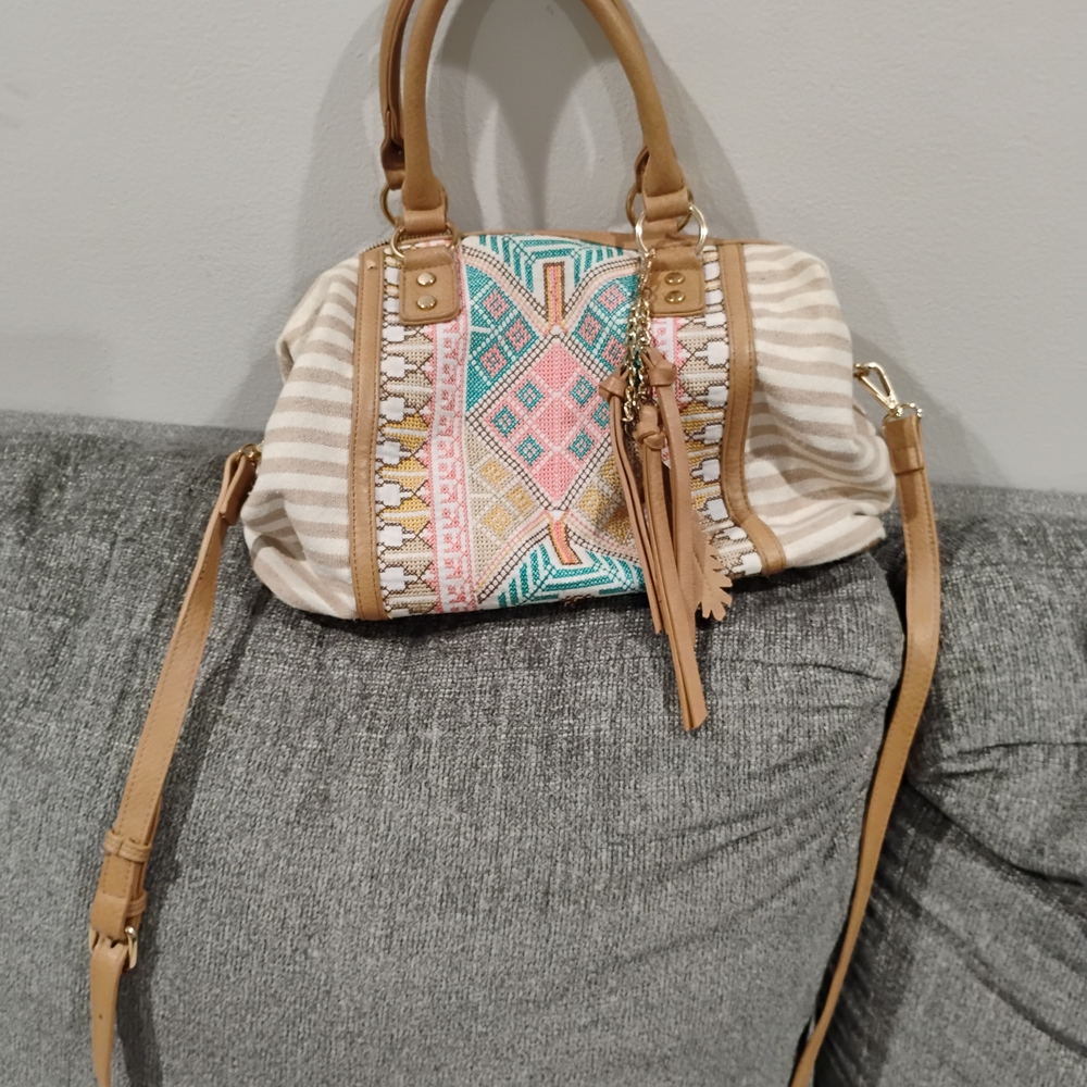 MMS Design Studio Tan and Multicolor Western Cowgirl Satchel